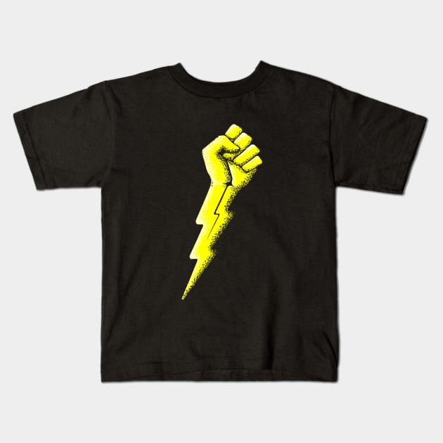 Lightning Bolt Fist Kids T-Shirt by TBDtshirts